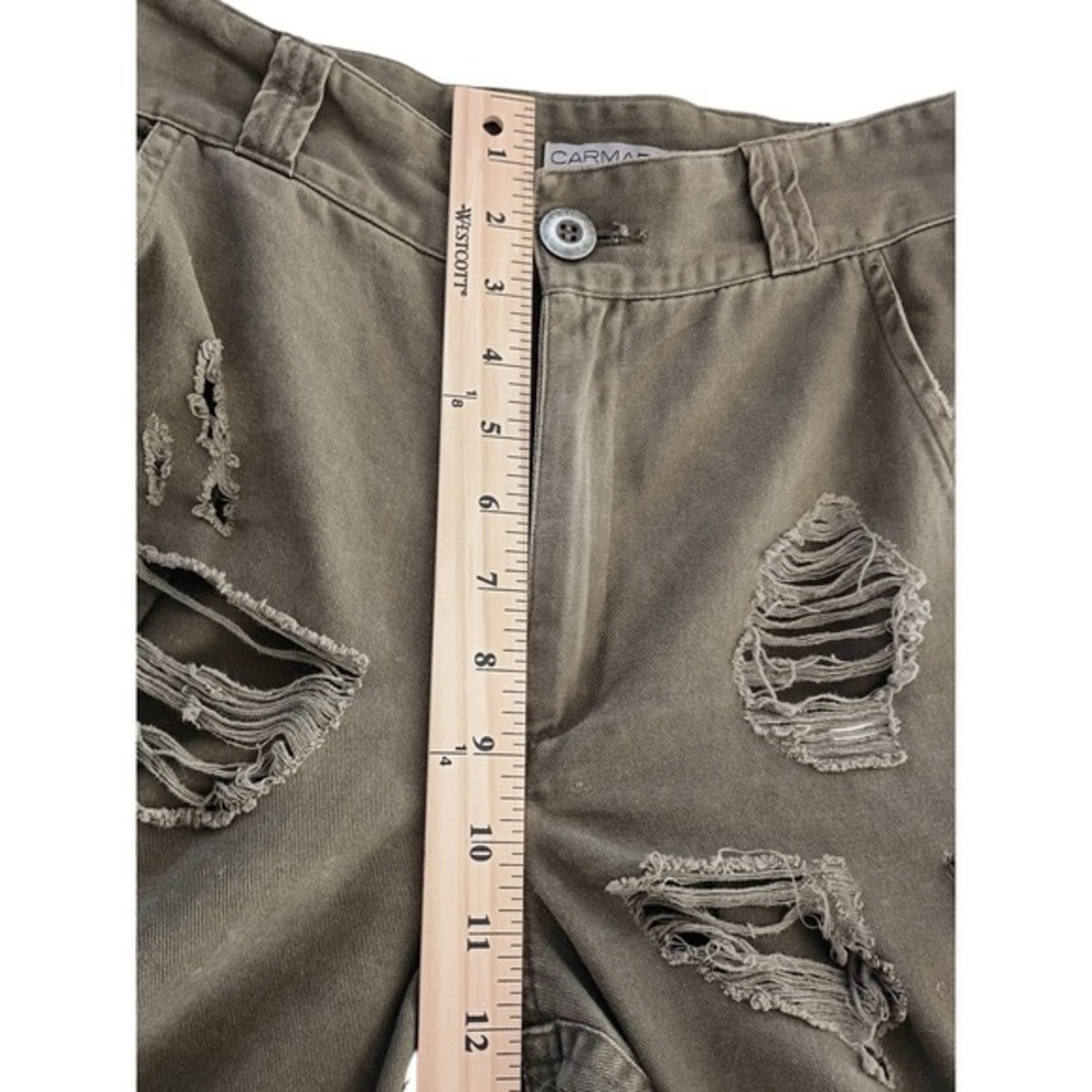 CARMAR CARMAR Olive Green Distressed Cargo Pants Size 26 VTG Grunge Style - Picture 9 of 15